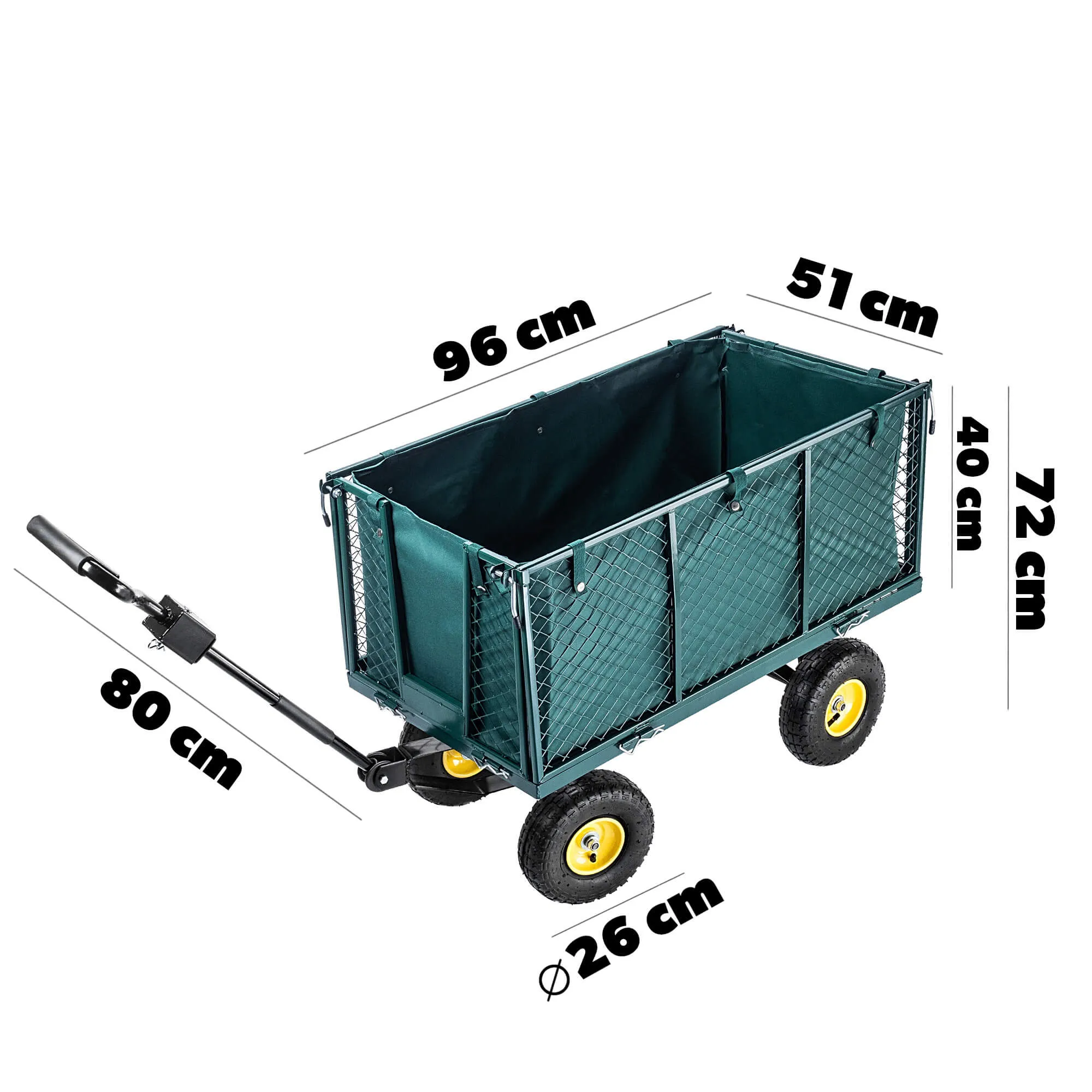 Bodo sodo transportavimo vežimėlis 450 kg, žalias