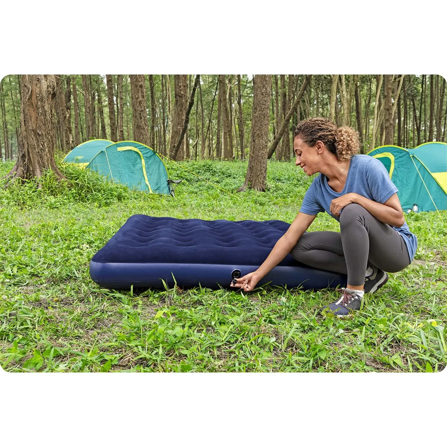 Pripučiamas čiužinys 191x132x22 cm su stūmokliniu pompa Bestway 67002 - nuotrauka 1