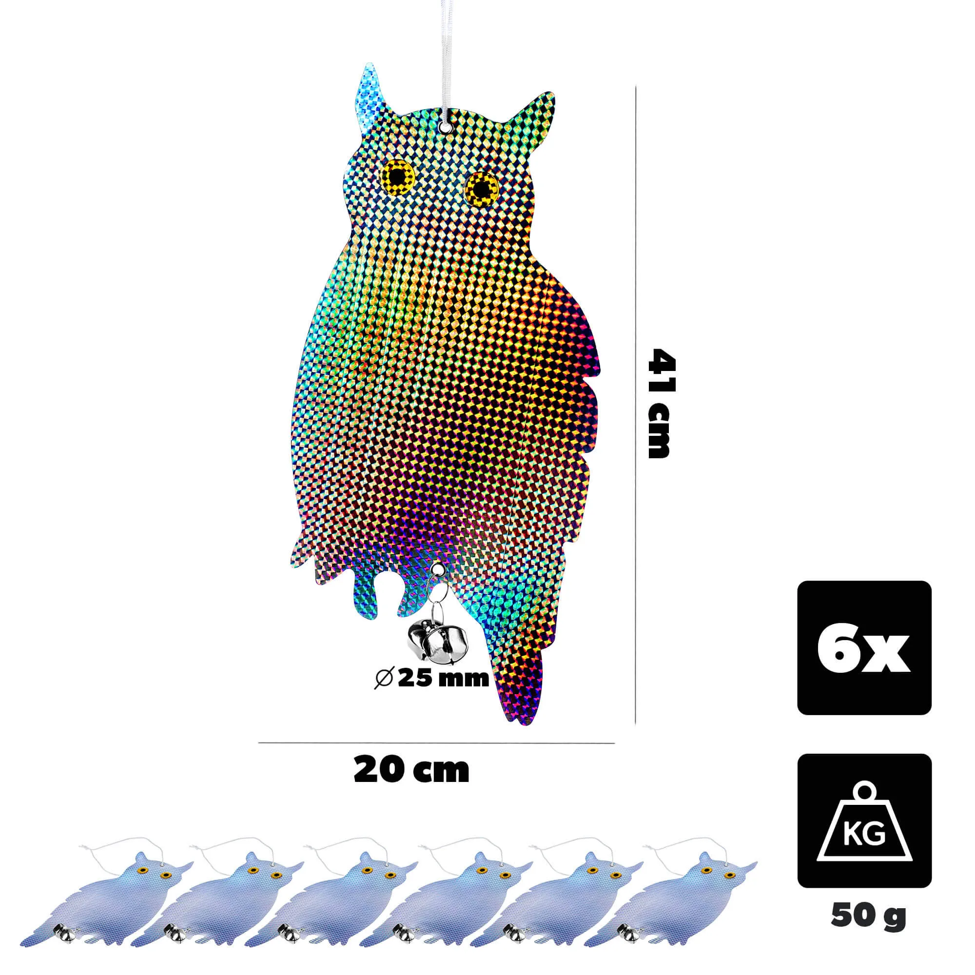 „Meun“ pelėdų paukščių baidyklės 41 x 20 cm 6 vnt.