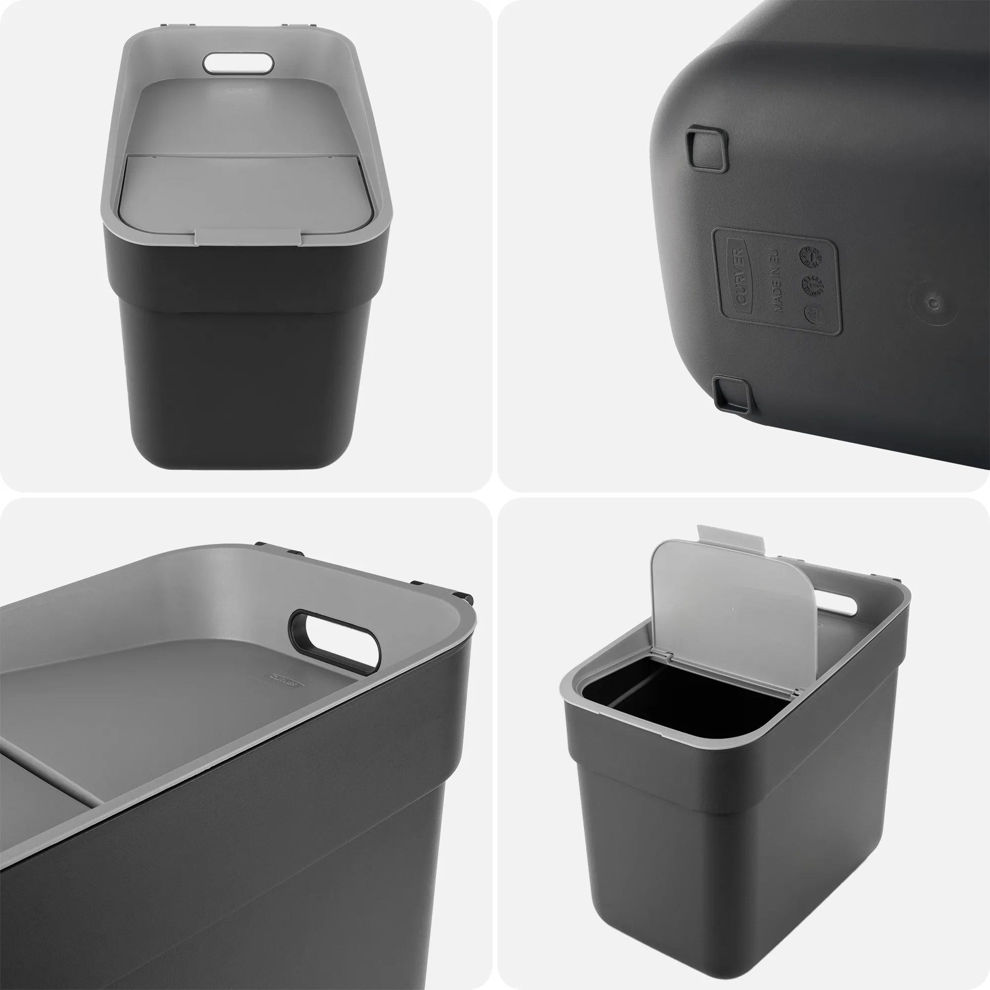 „Curver Ready to Collect“ 20 litrų pilka atliekų rūšiavimo šiukšliadėžė