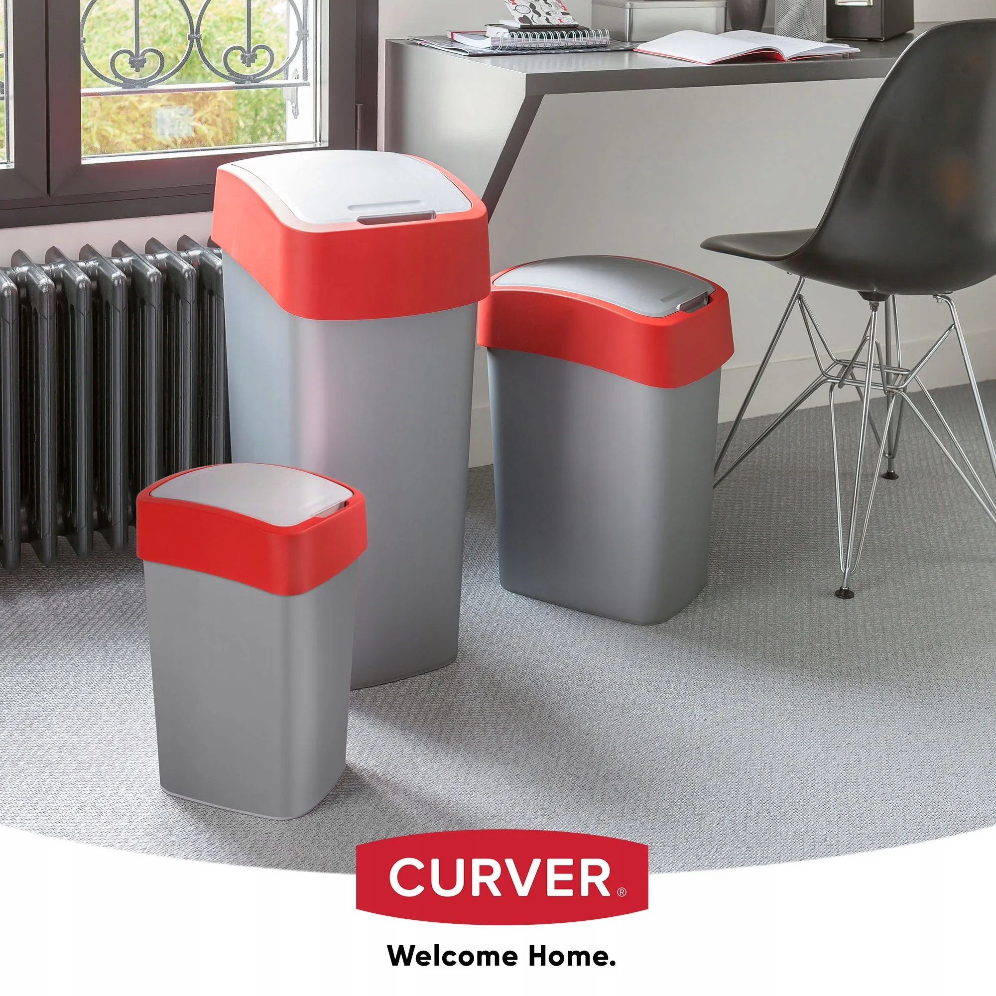 „Curver“ atverčiama šiukšliadėžė, 25 l, raudona