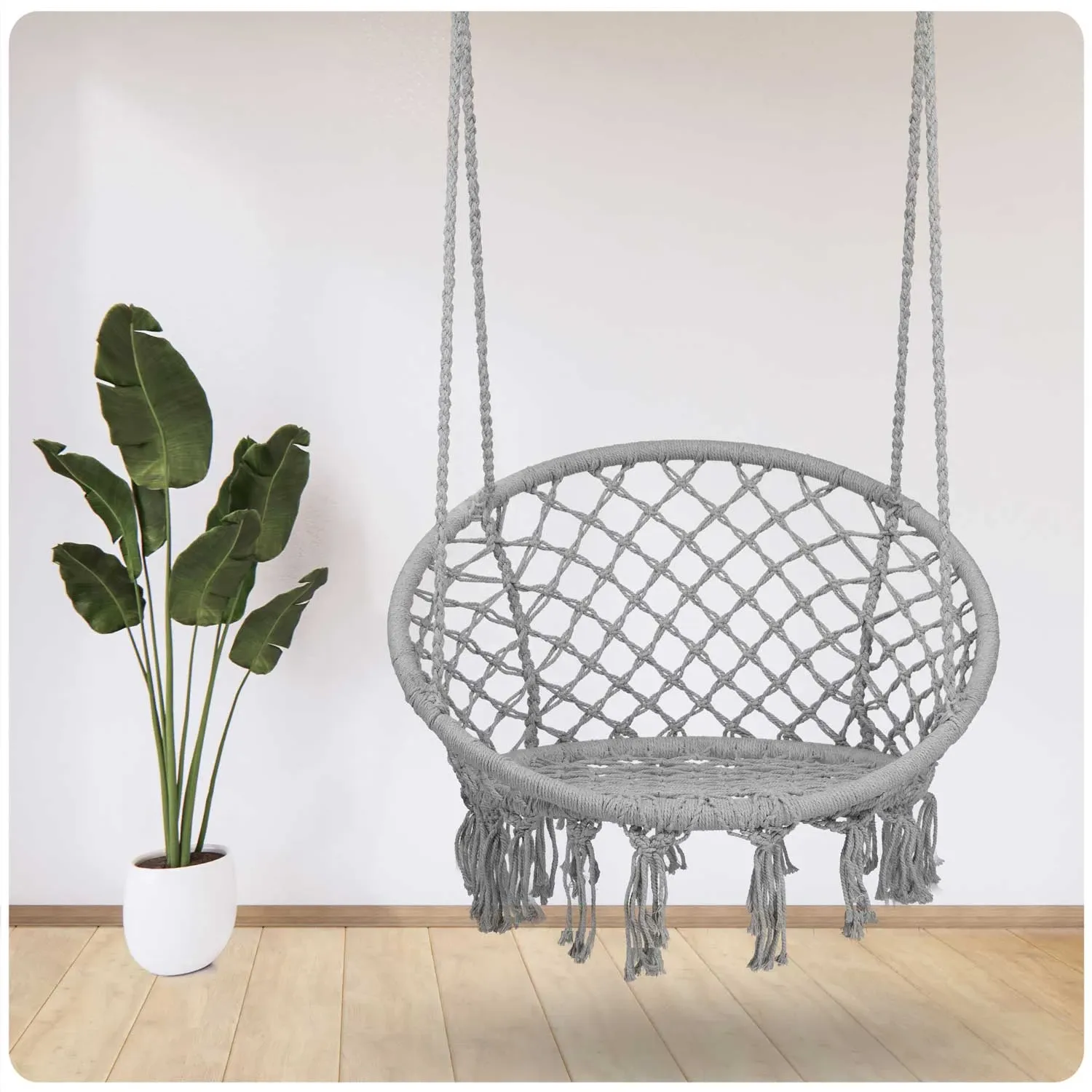 Pakabinamos sodo sūpynės BOHO pilkos - nuotrauka 1