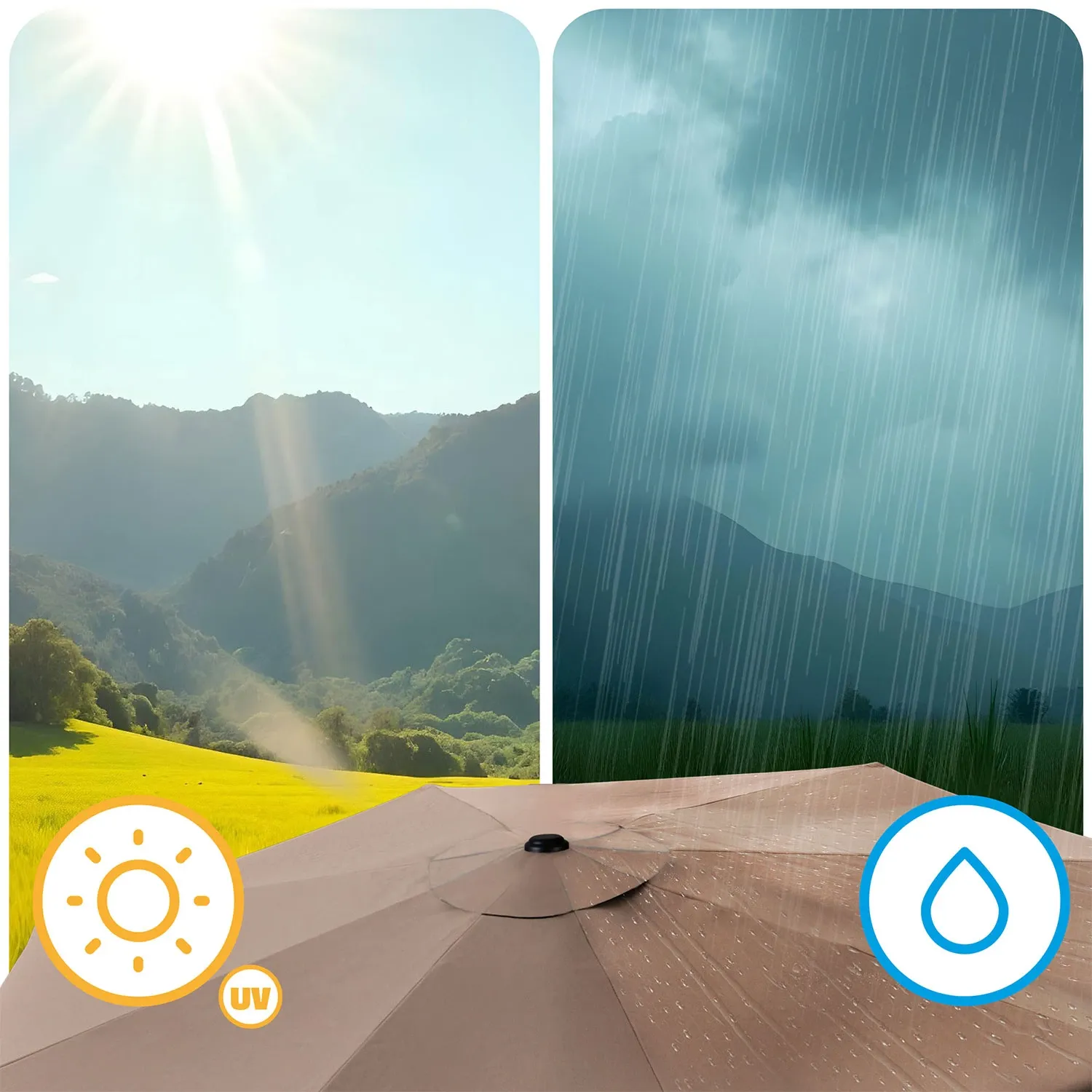 Sulankstomas sodo skėtis, 6 dalių, 300 cm, su uždanga, „Plonos PL-884“ - nuotrauka 1