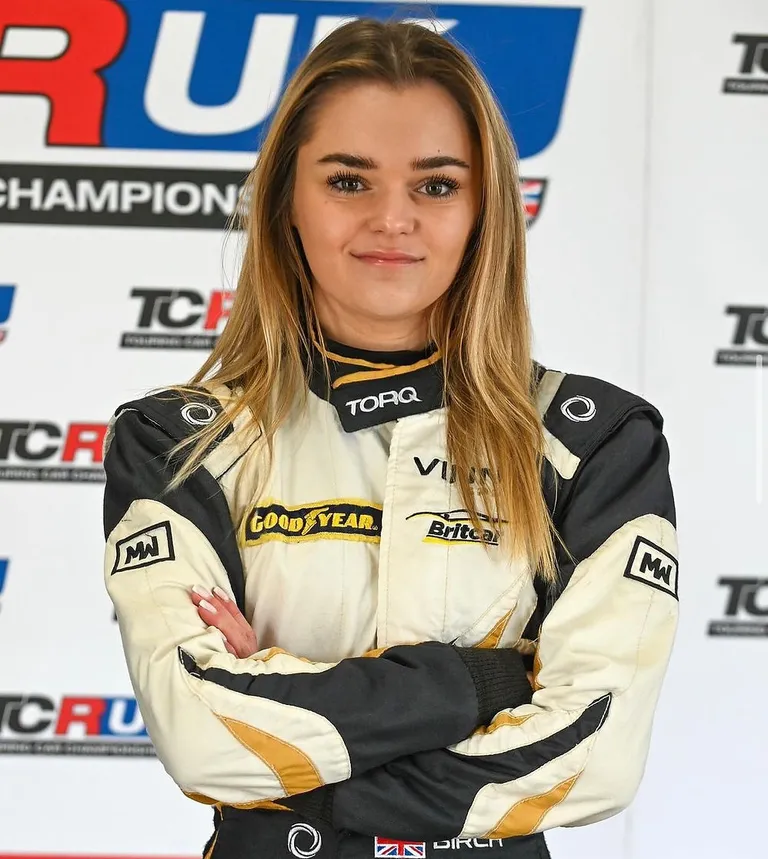 Charlotte Birch in her race suit