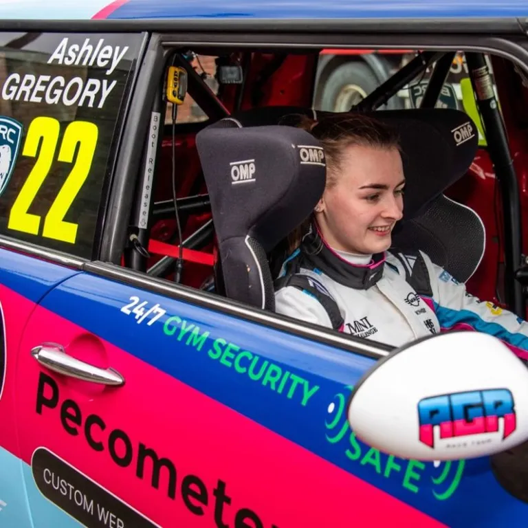 Ashley Gregory in her race suit