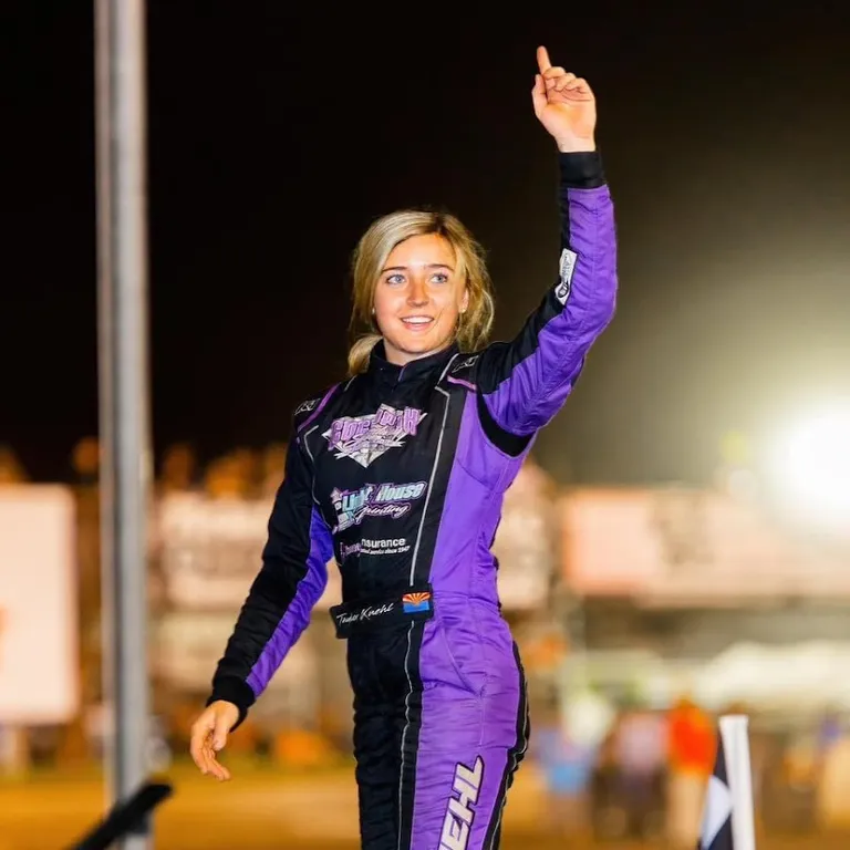 Taylor Kuehl in her race suit