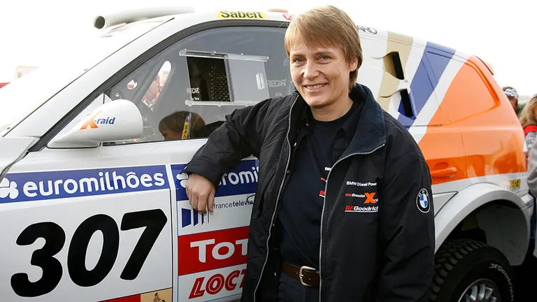 Jutta Kleinschmidt in her race suit