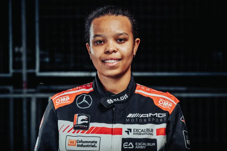 Aliyyah Koloc in her race suit