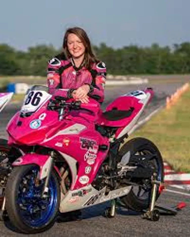 Miranda Cain in her race suit