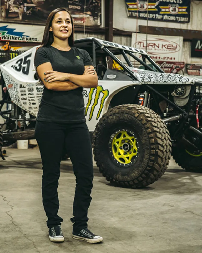 Bailey Campbell in her race suit