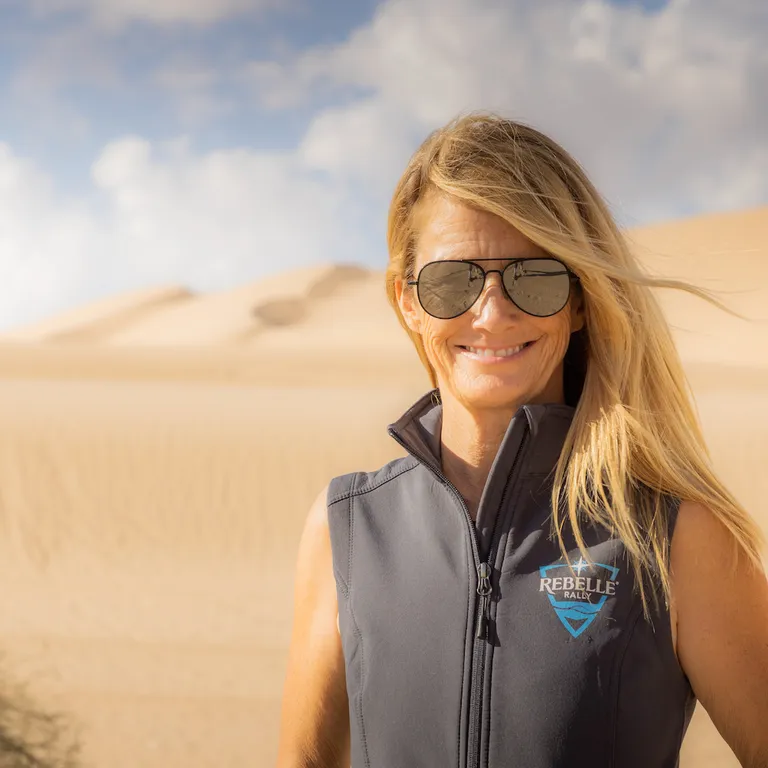 Emily Miller in her race suit