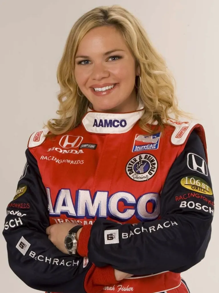Sarah Fisher in her race suit