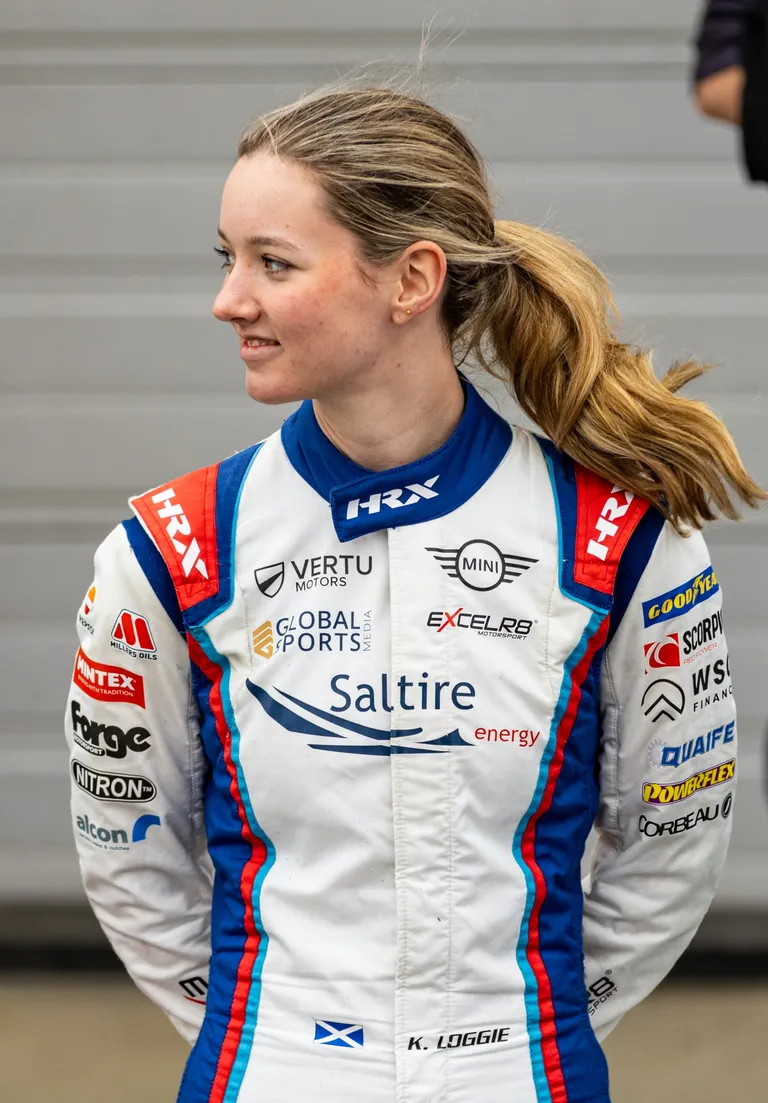 Katia Loggie in her race suit