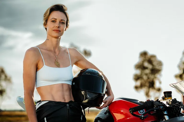 Camille Conrad in her race suit