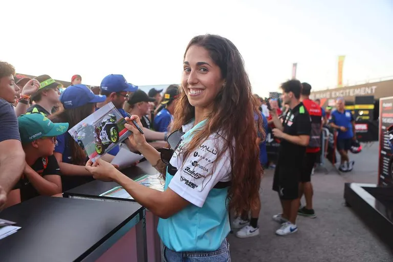 Maria Herrera in her race suit