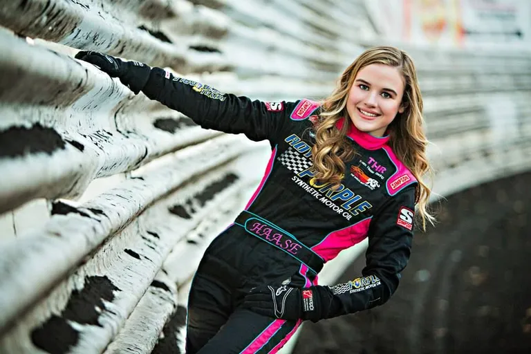 McKenna Haase in her race suit
