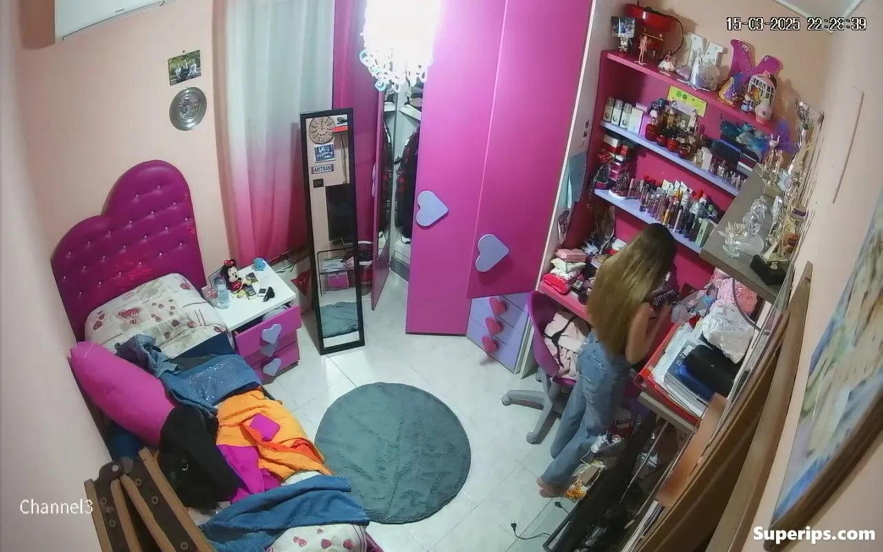 IPCAM –  Petite Italian girl gets dressed in her room IPCAM –  Petite Italian girl gets dressed in her room