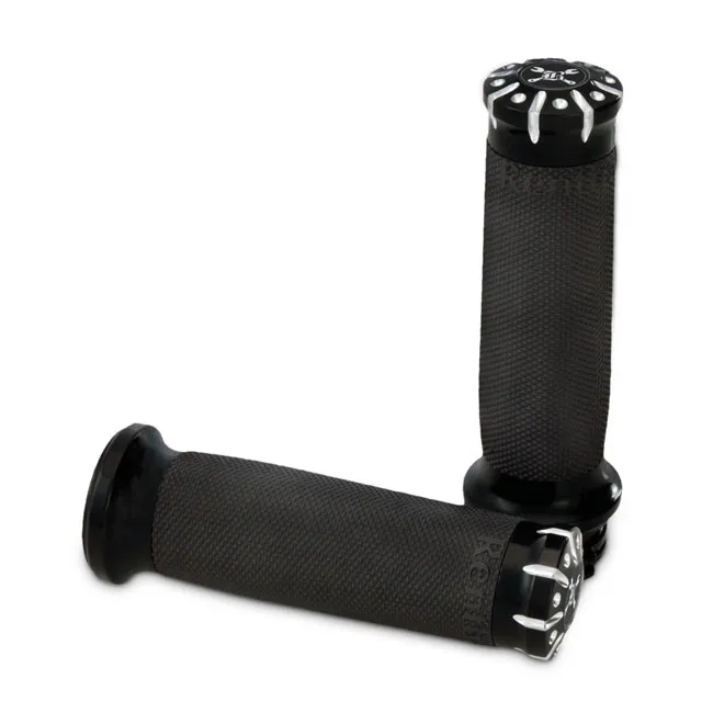 Burly, Hawk Billet grip set. Black CC stripes/dots
