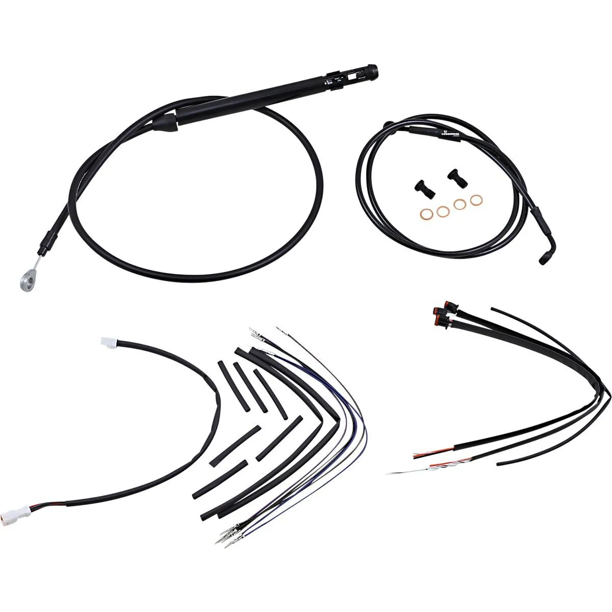 Complete Black Vinyl Handlebar Cable/Brake Line Kit For 16" Ape Hanger Handlebars