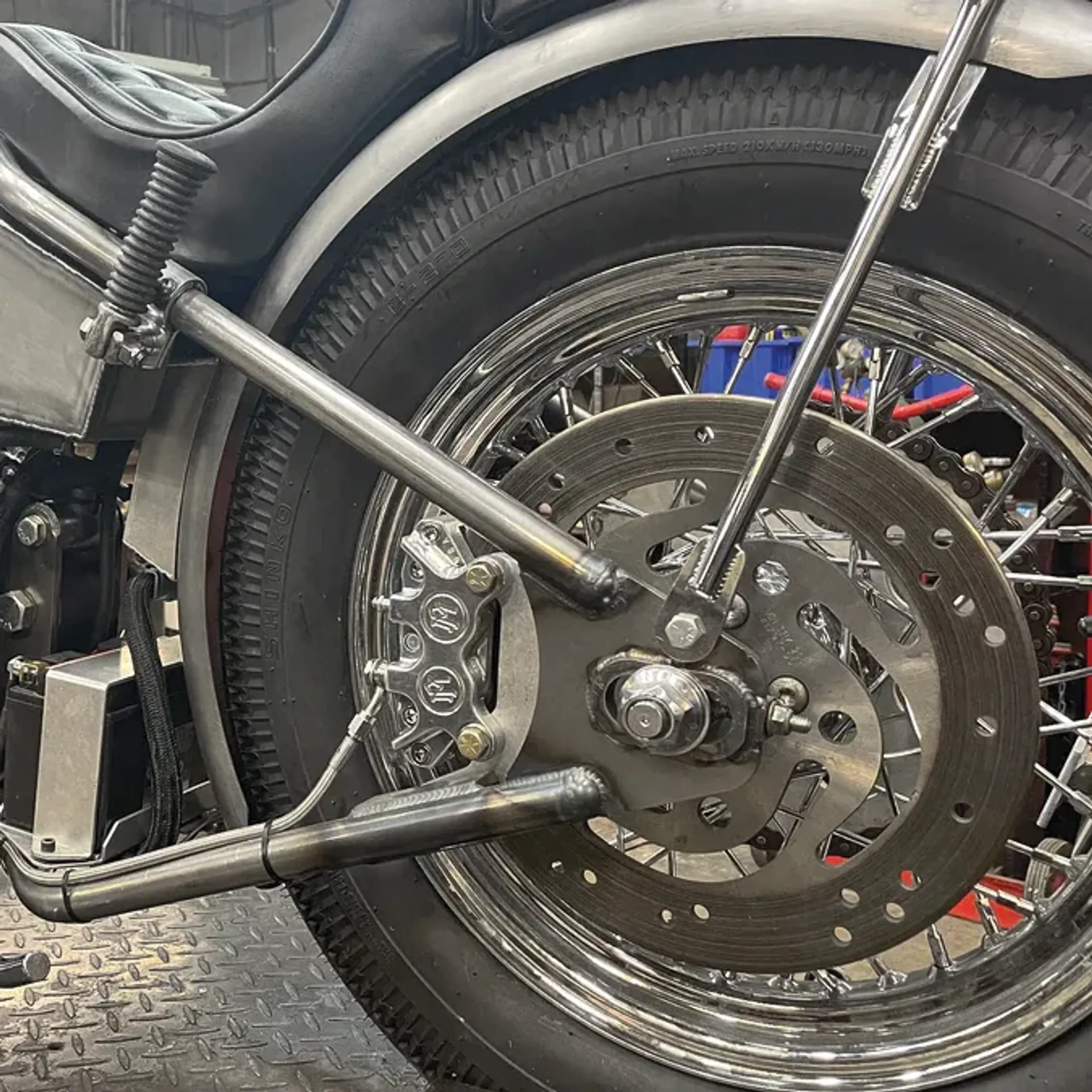 Back Brackets Custom Rear Caliper Bracket Hardtail Frames Lowbrow Customs | Bigtwin & Custom ...