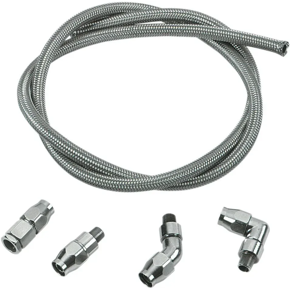 Oil Hose Fitting For An-06 Hose Chrome Reusable Fits Hd Oiltank Stub
