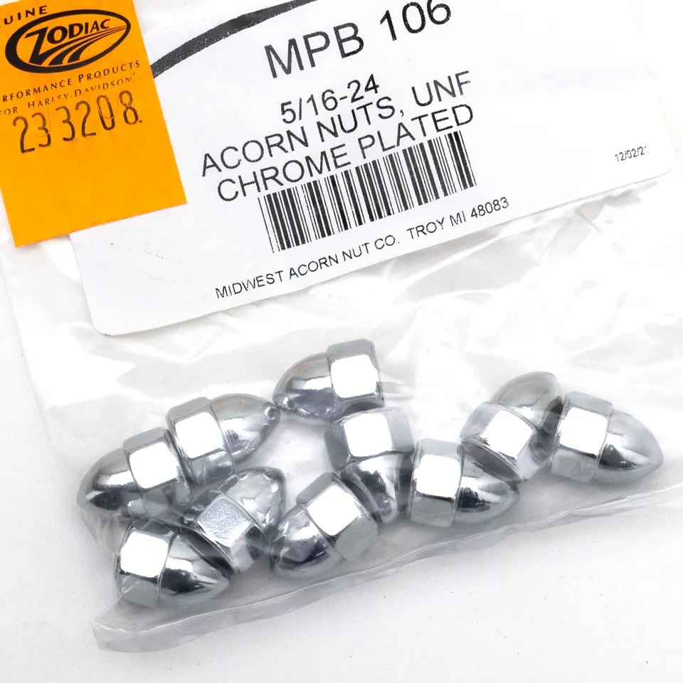 10pck Chrome Acorn nuts 5/16-24