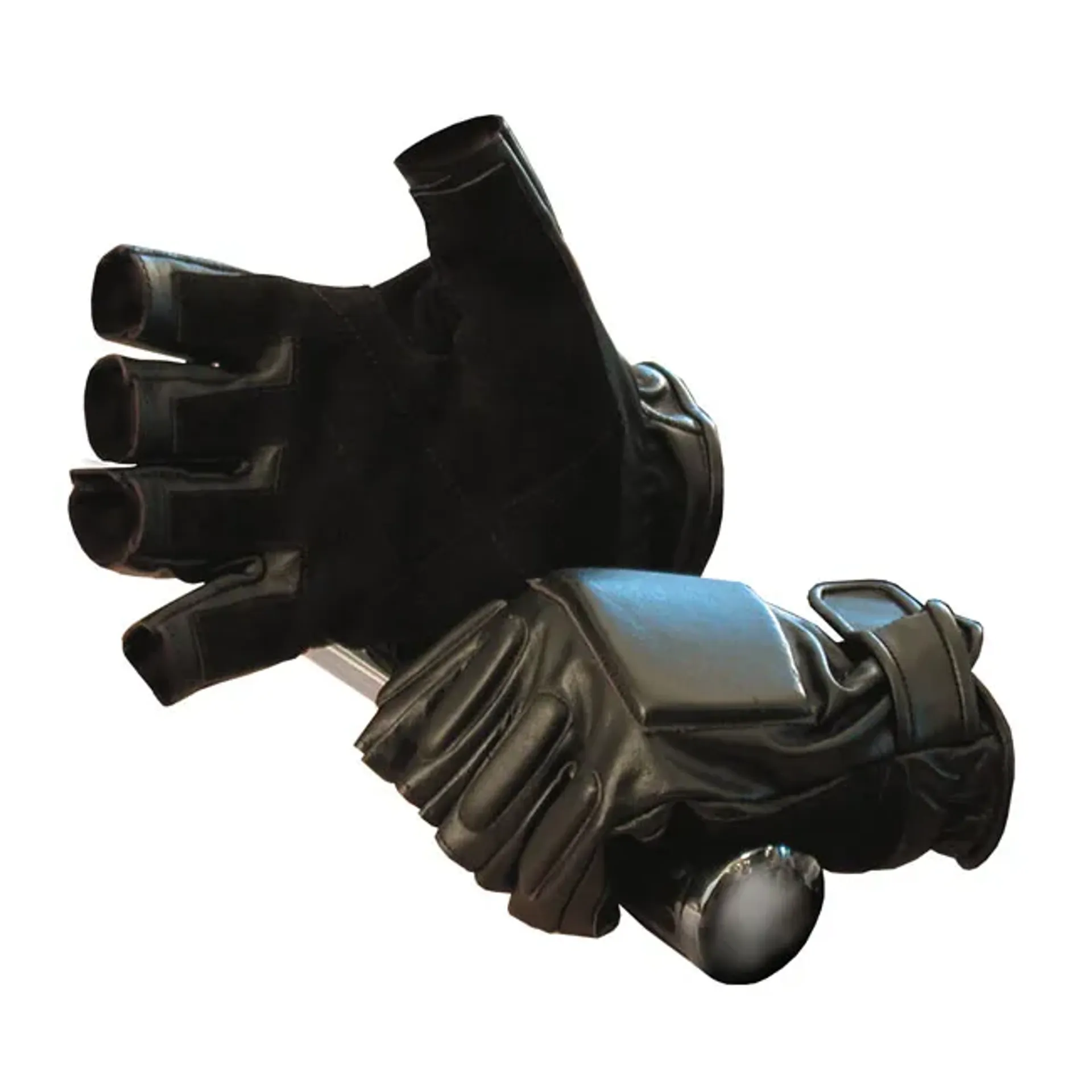 Army Surplus fingerless leather gloves black