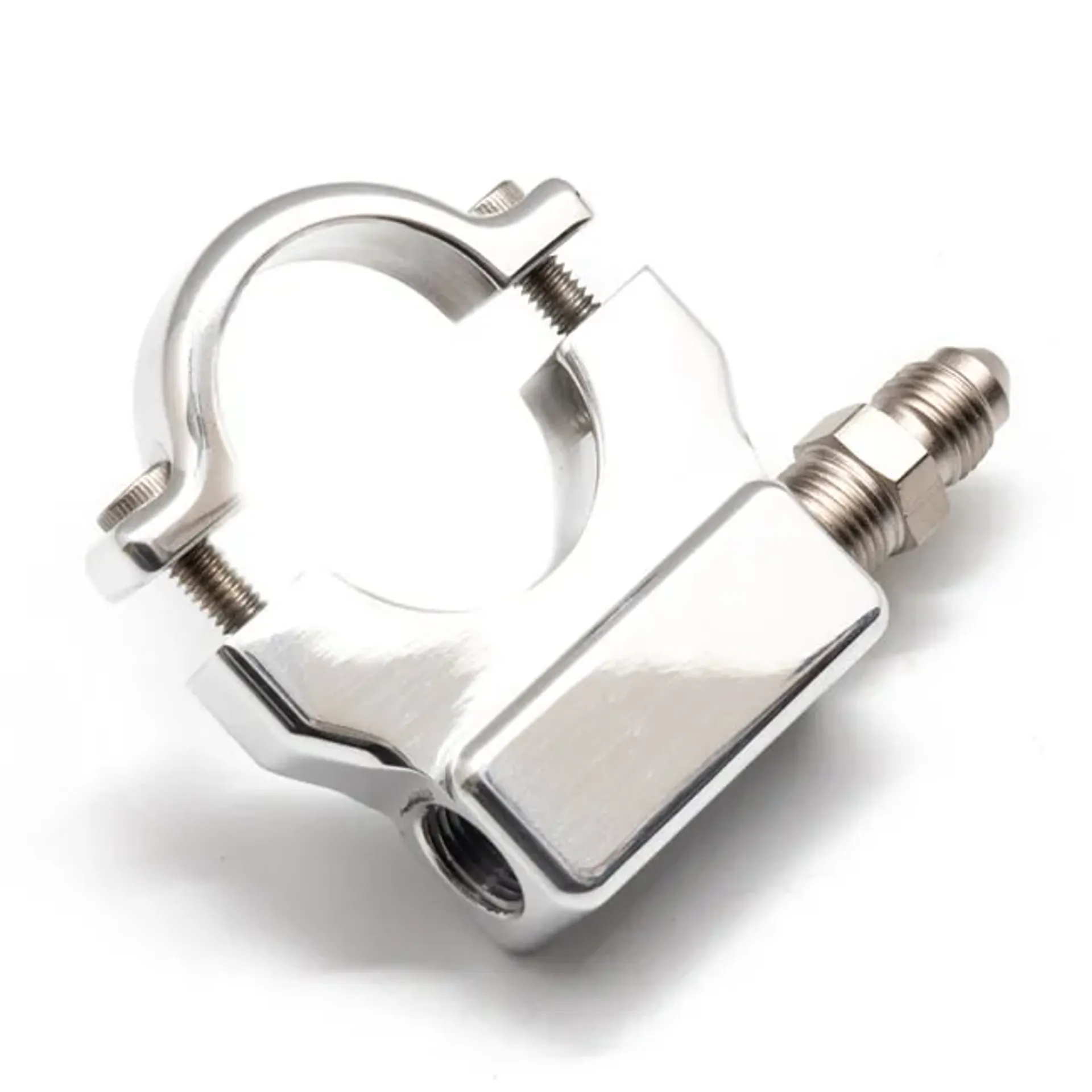 Feuling, 1" handlebar oil pressure gauge mount. Polished