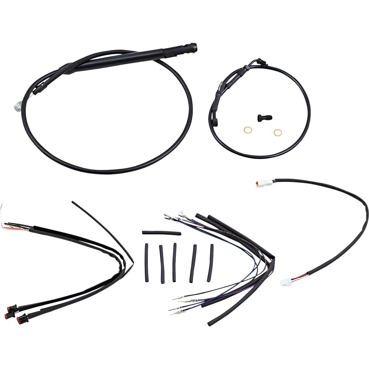 Complete Black Vinyl Handlebar Cable/Brake Line Kit For 12" Ape Hanger Handlebars