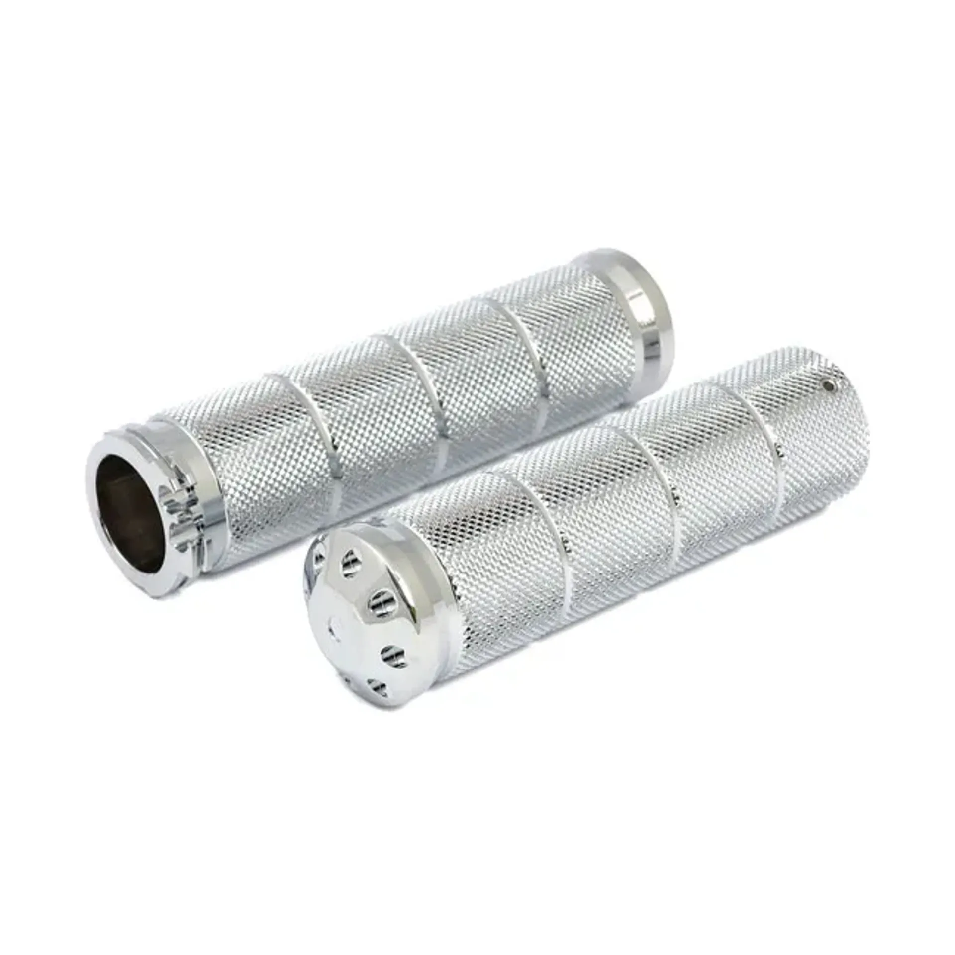 Throttle grip set bomber. Chrome