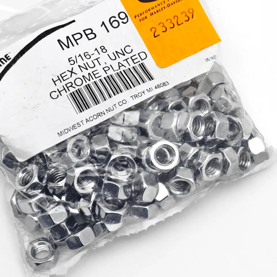 100pck Chrome hex nut 5/16-18 UNC