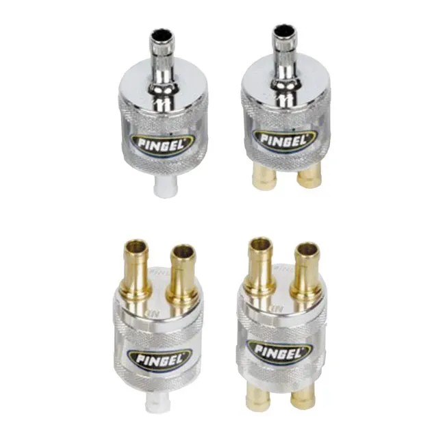 Pingel, 5/16 fuel filter 1-in / 1-out. Chrome