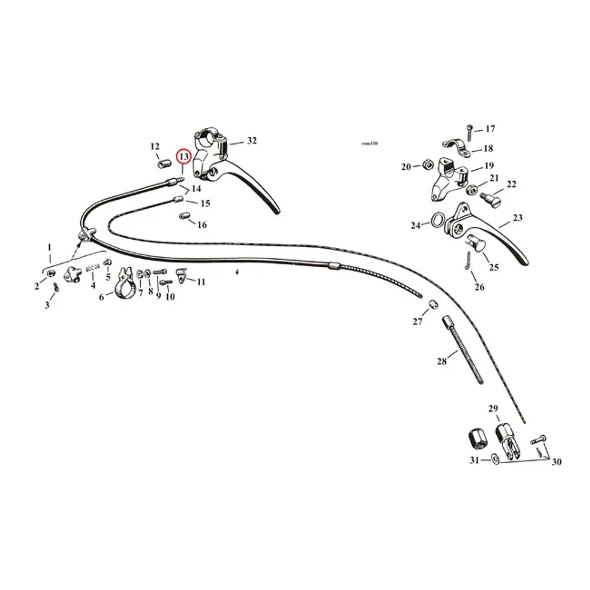 Outer brake cable, front