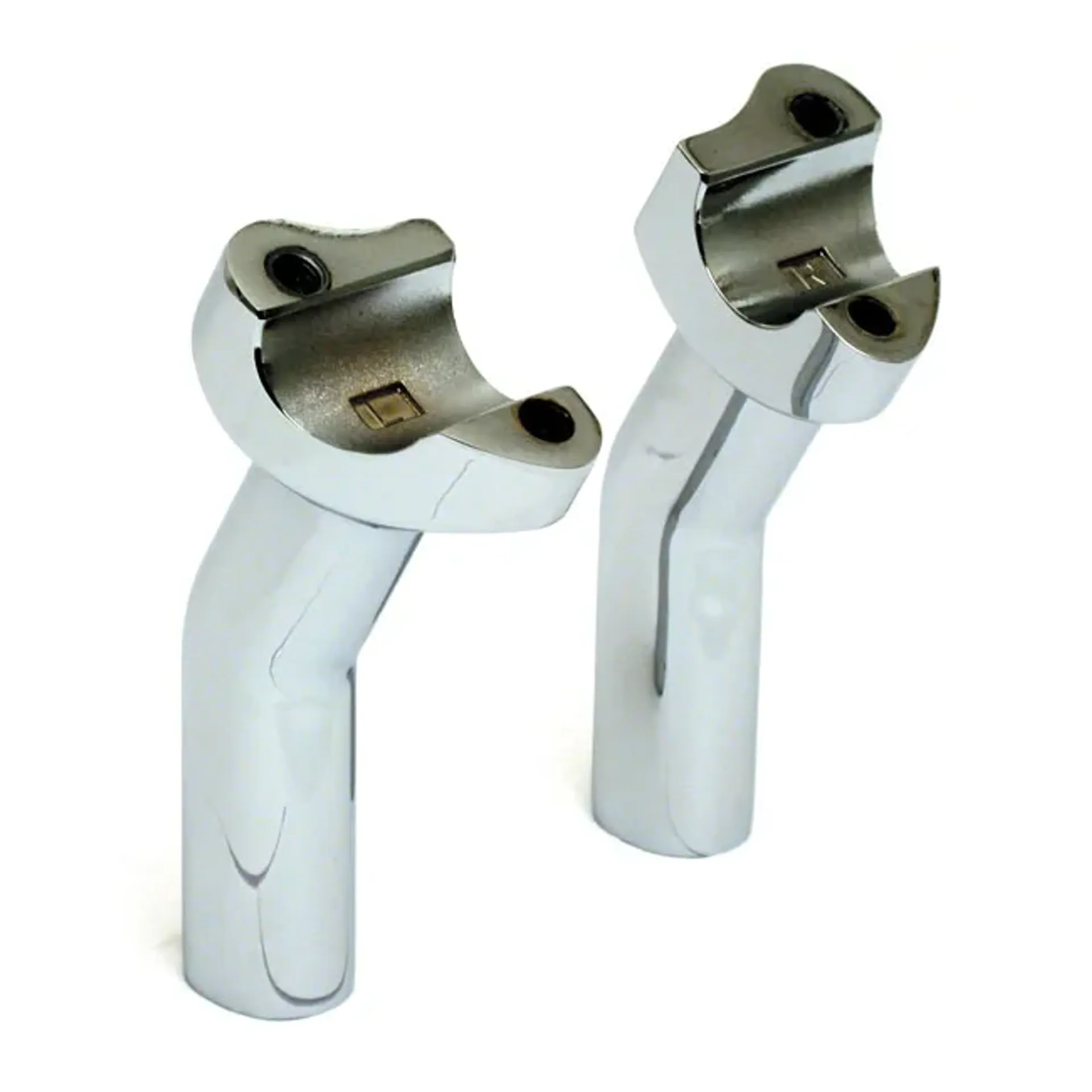 OEM style pullback risers, no top clamp. 4.5" rise. Chrome