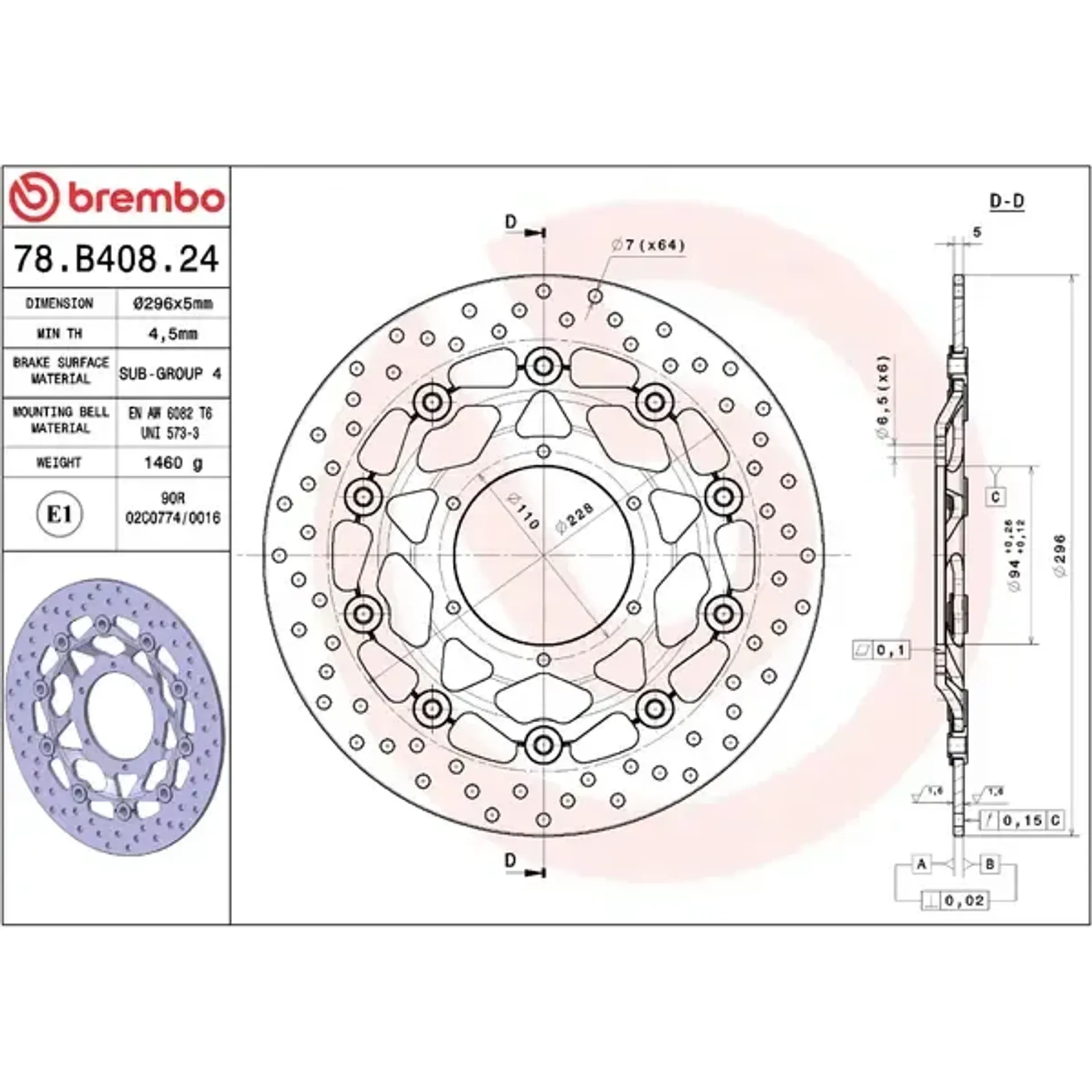 Brake disc float fr
