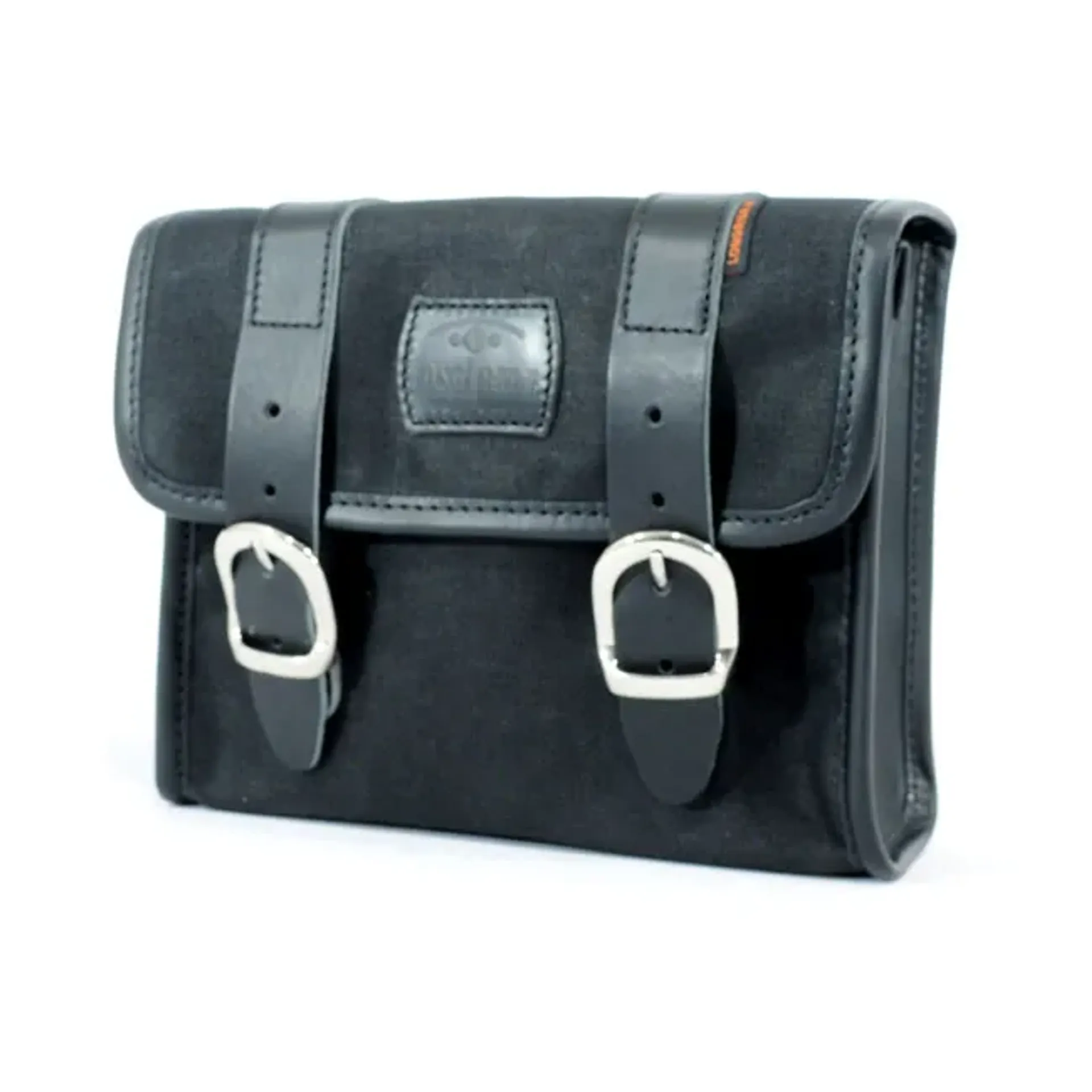 Longride, %27%27Mini%27%27 waxed cotton saddlebag. Black