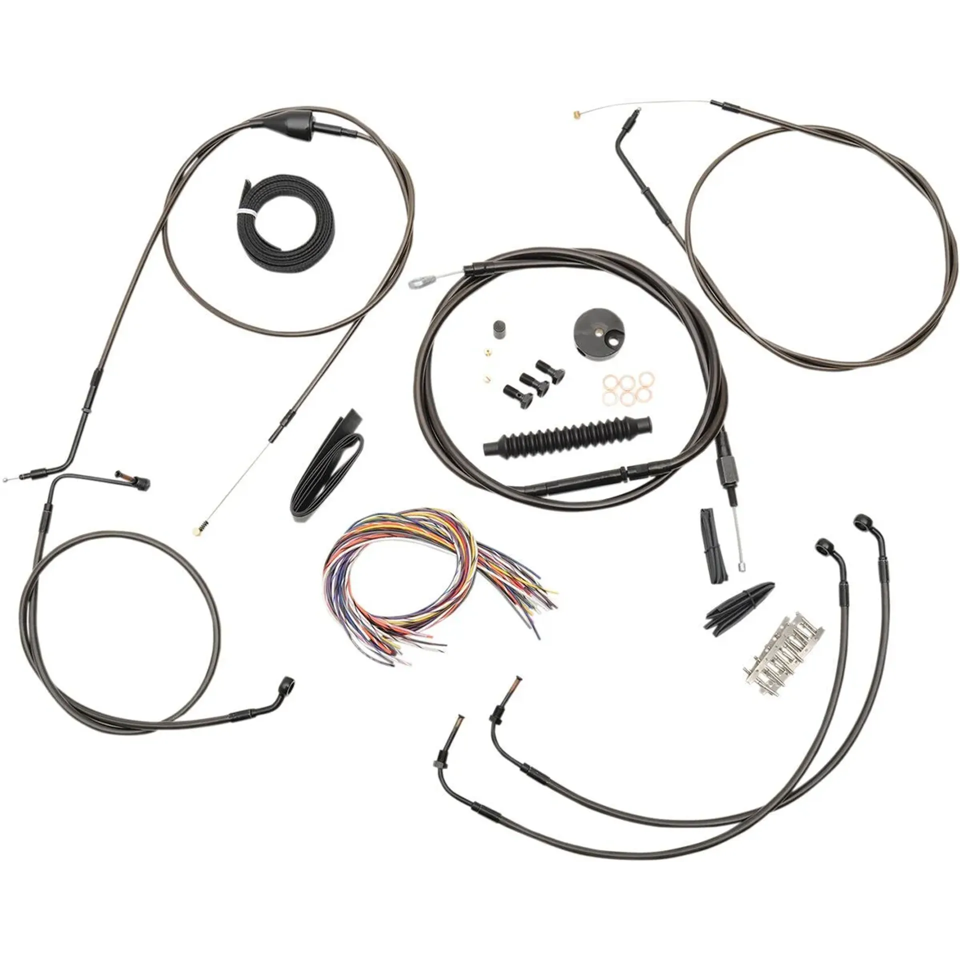Cable And Brake Line Kit Midnight Black Braided For 15″-17″ Ape Hangers