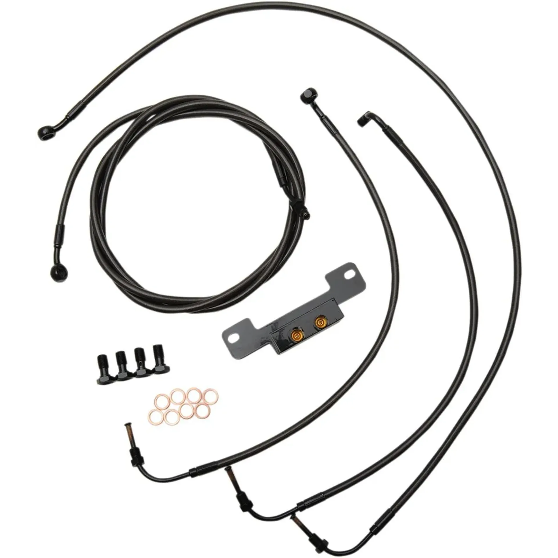 Standard Midnight Braided Handlebar Cable/Brake Line Kit For 12″ – 14″ Apes / Black / Stainless Stee