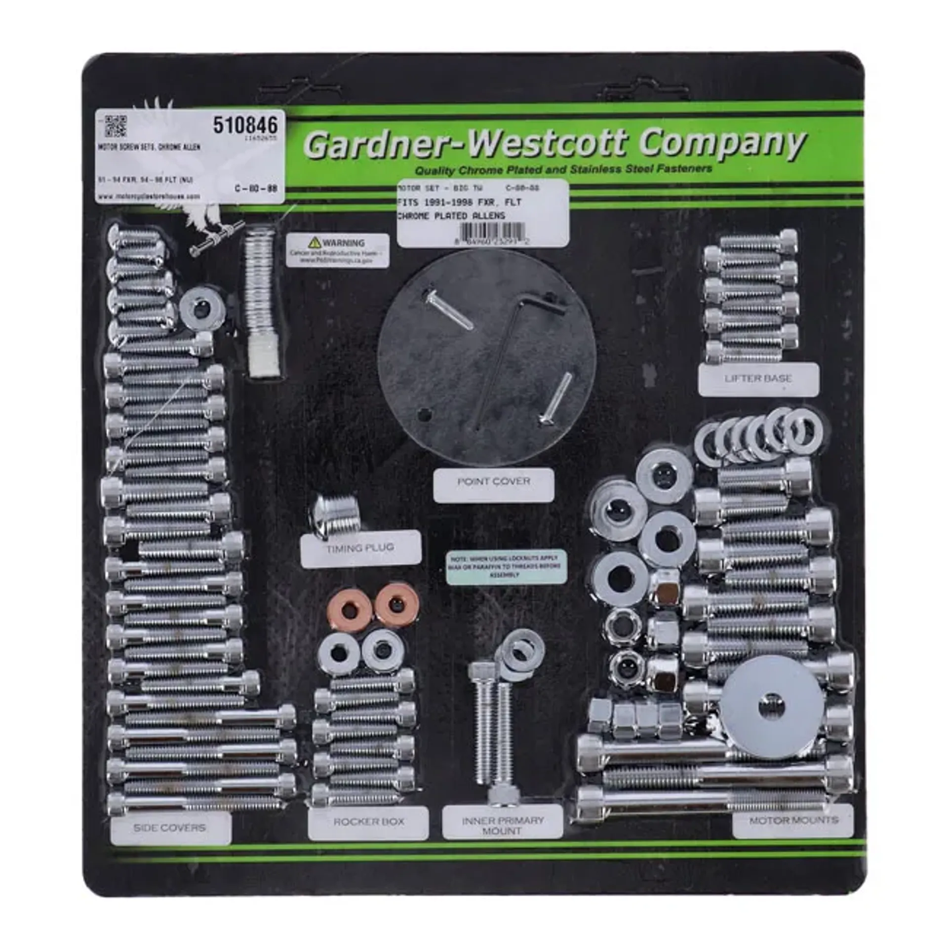 Motor screw sets, chrome allen