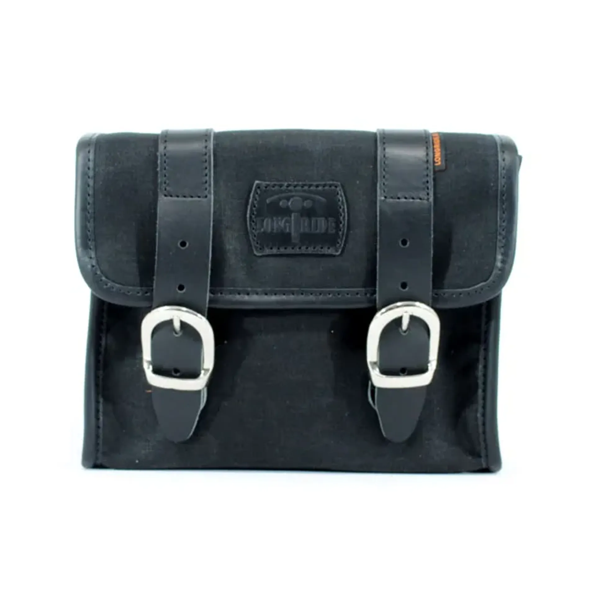 Longride, %27%27Mini%27%27 waxed cotton saddlebag. Black