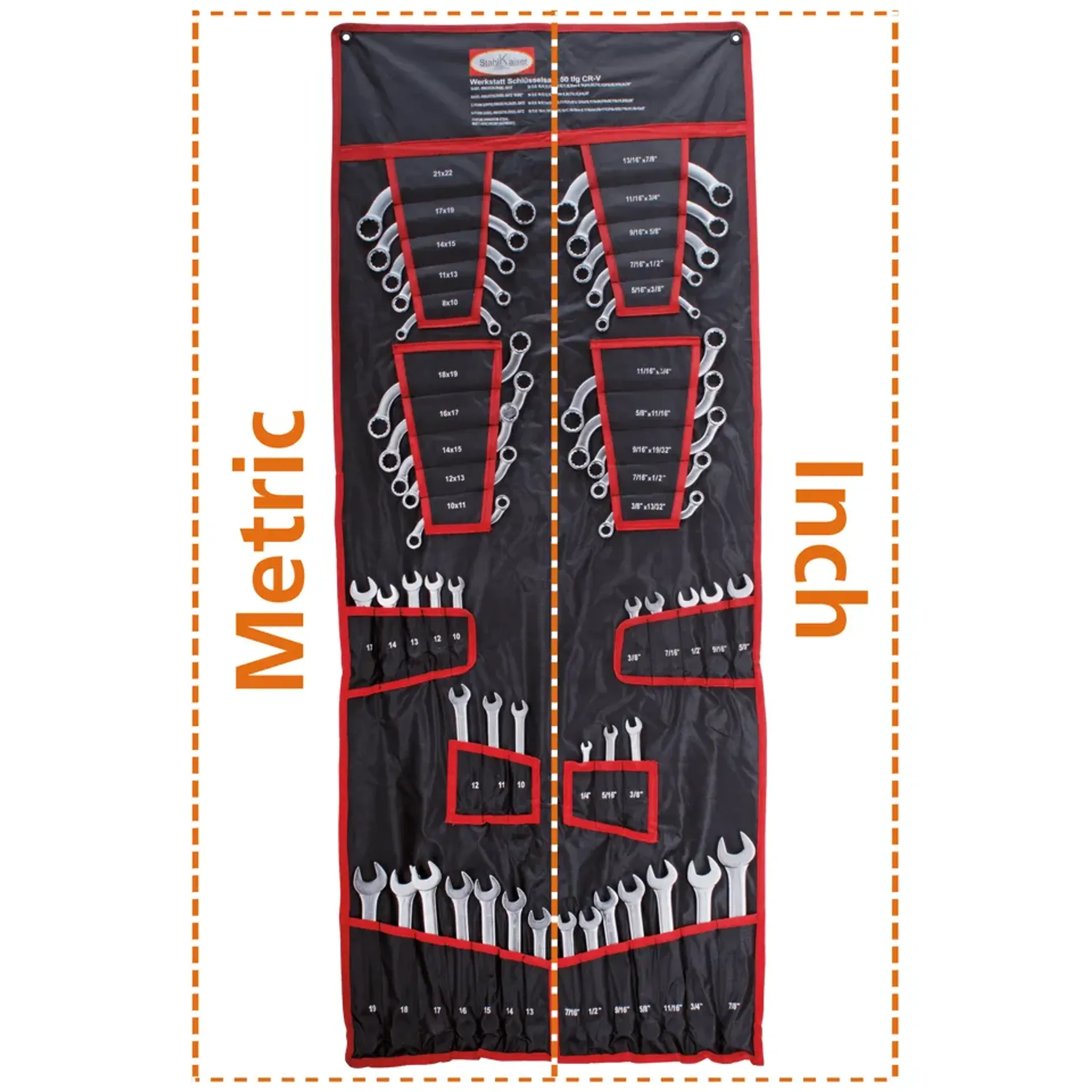 50Pc Combination spanner set SAE+Metric