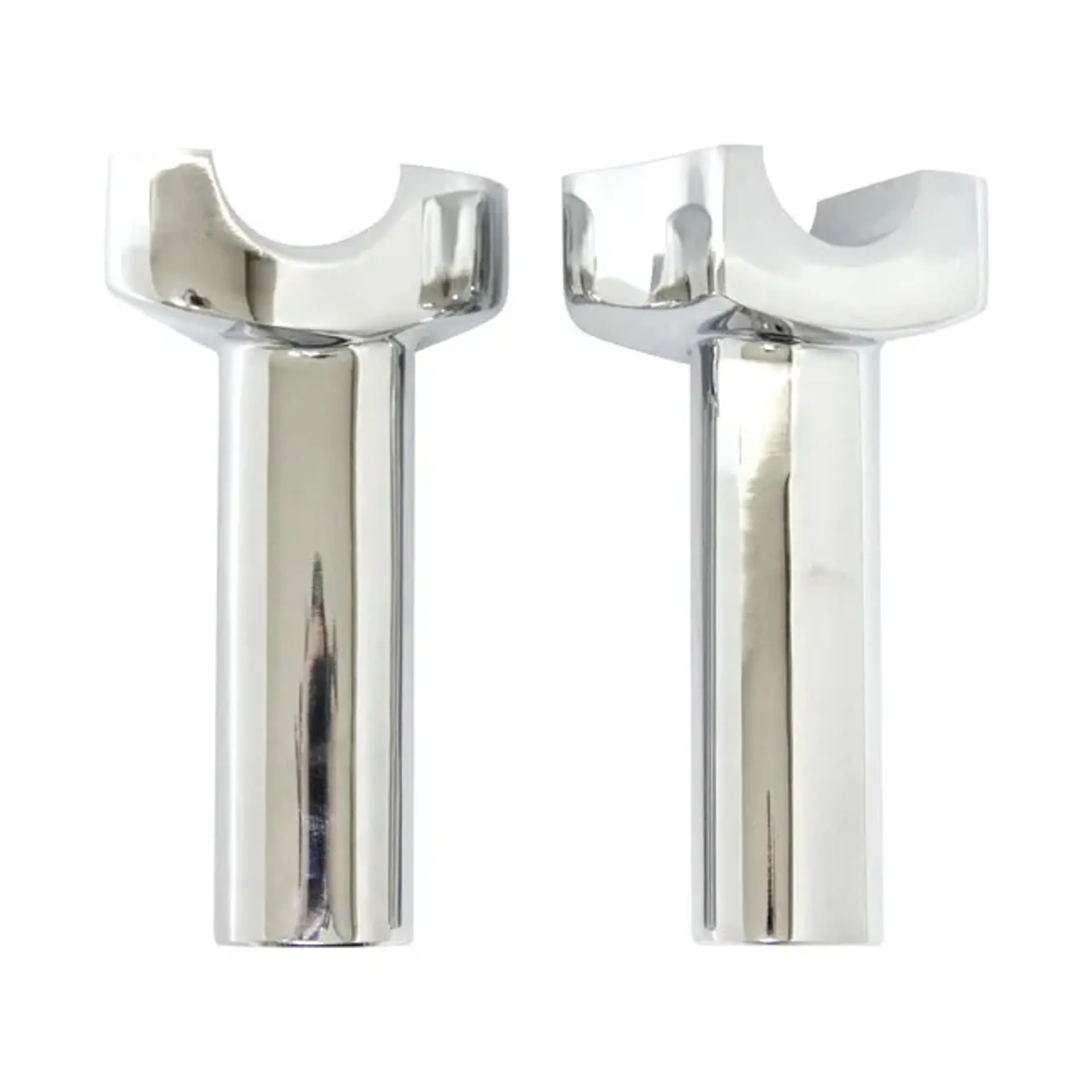 OEM type style risers, threaded. 4.5" rise. Chrome