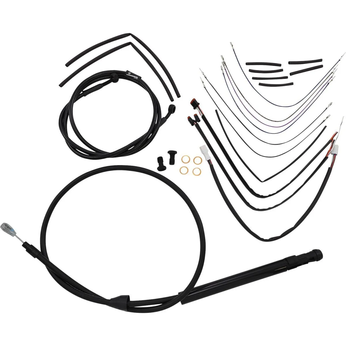 Complete Black Vinyl Handlebar Cable/Brake Line Kit For 14" Ape Hanger Handlebars