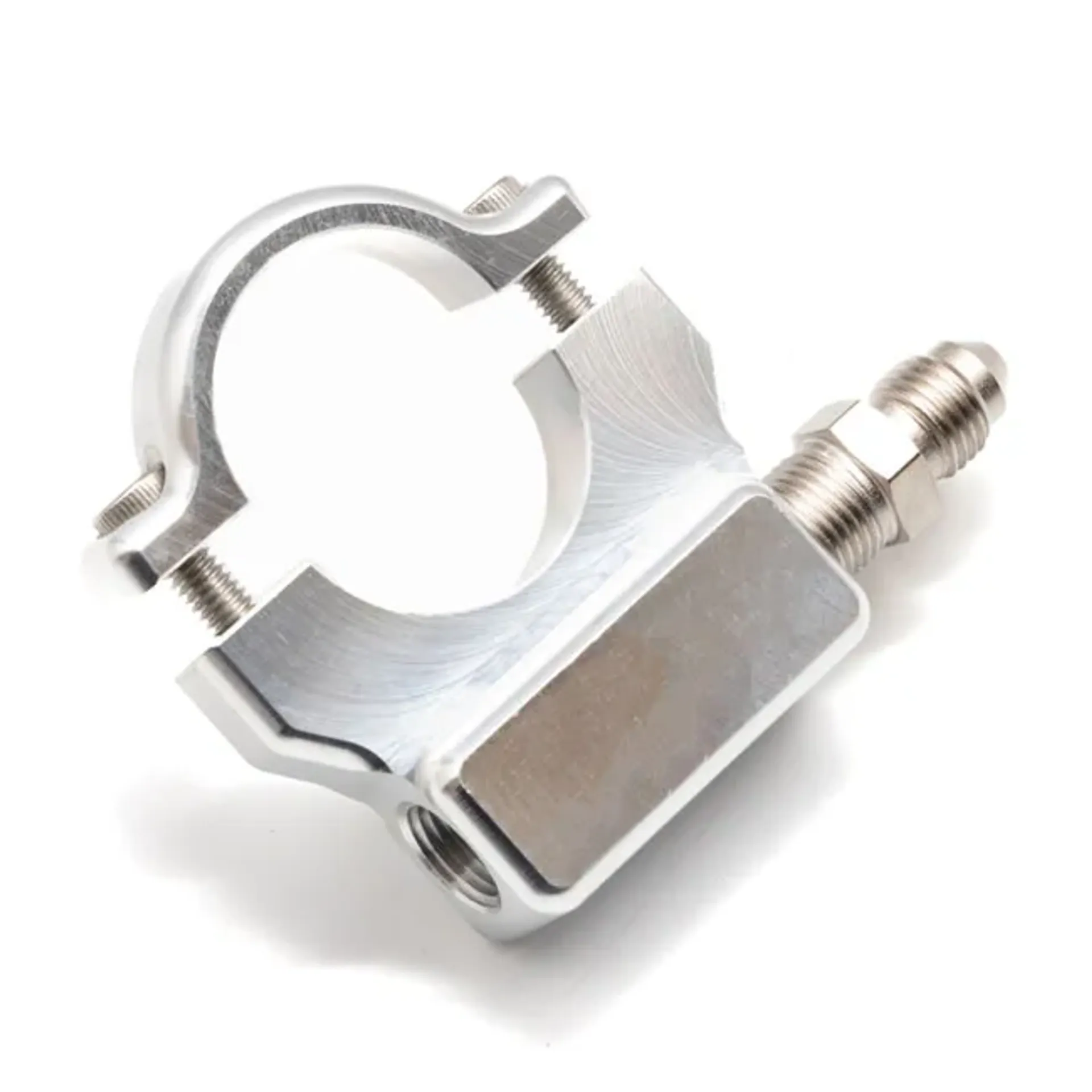 Feuling, 1-1/4" handlebar oil pressure gauge mount. Raw