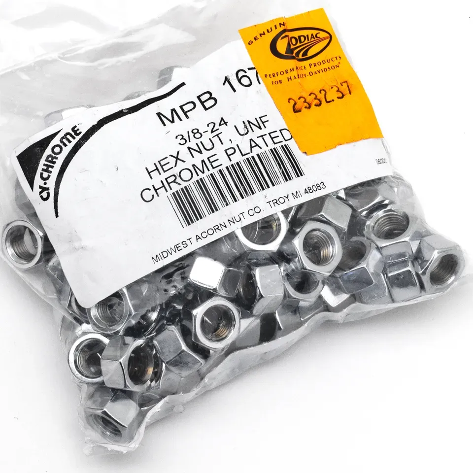 100pck Chrome hex nut 3/8-24 UNF