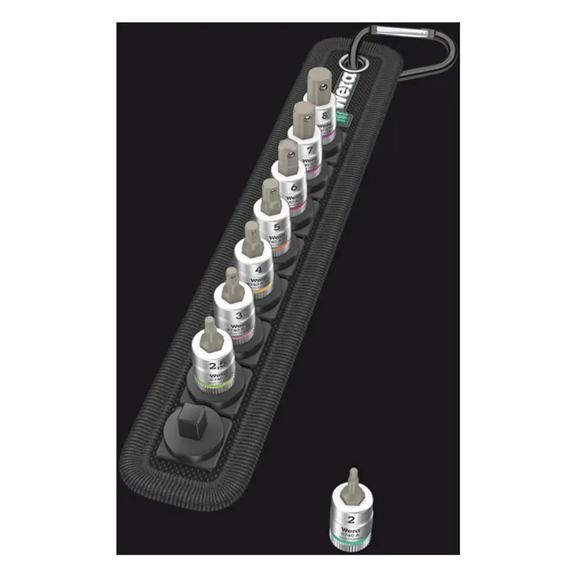 Wera socket belt with 3/8" drive Hex socket bits - US sizes