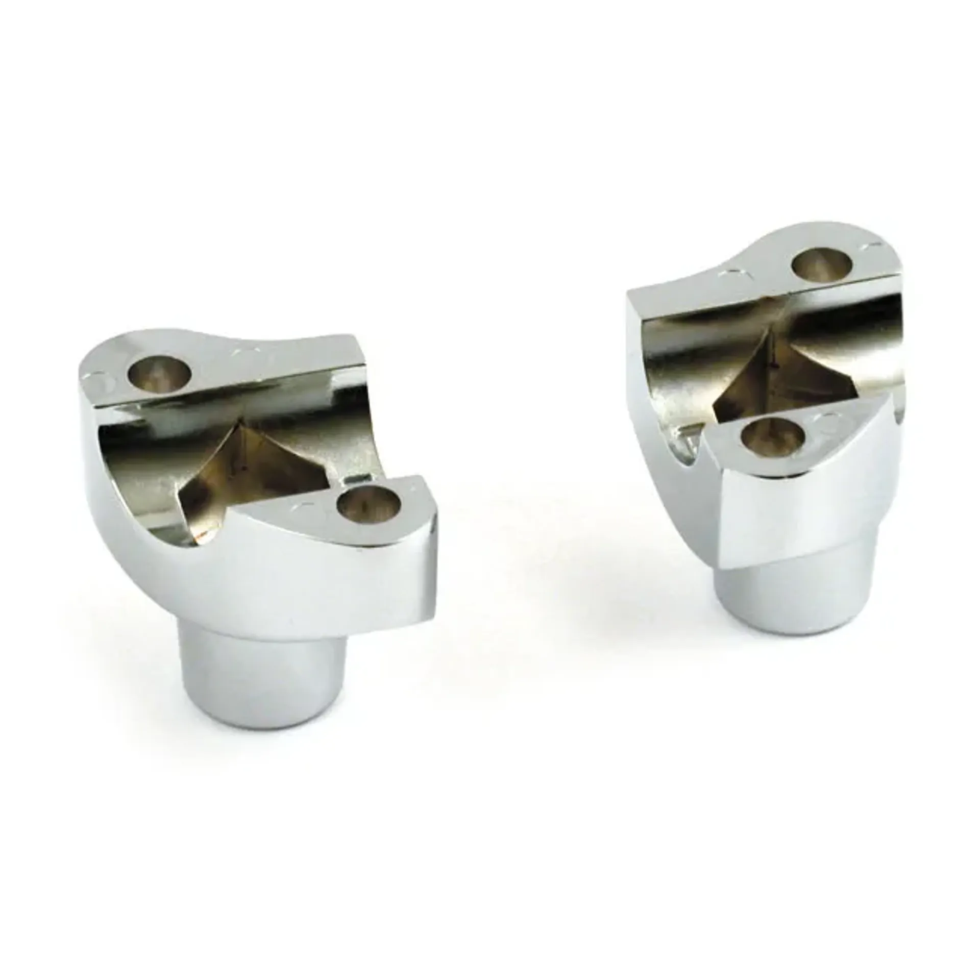 OEM type style risers, non threaded. 2" rise. Chrome