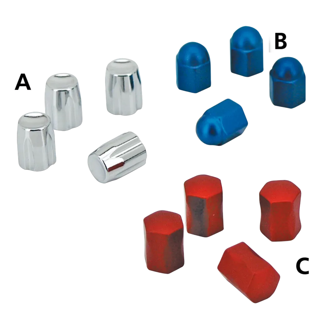 4Pck Acorn Nut Design Valve Stem Cap Chr