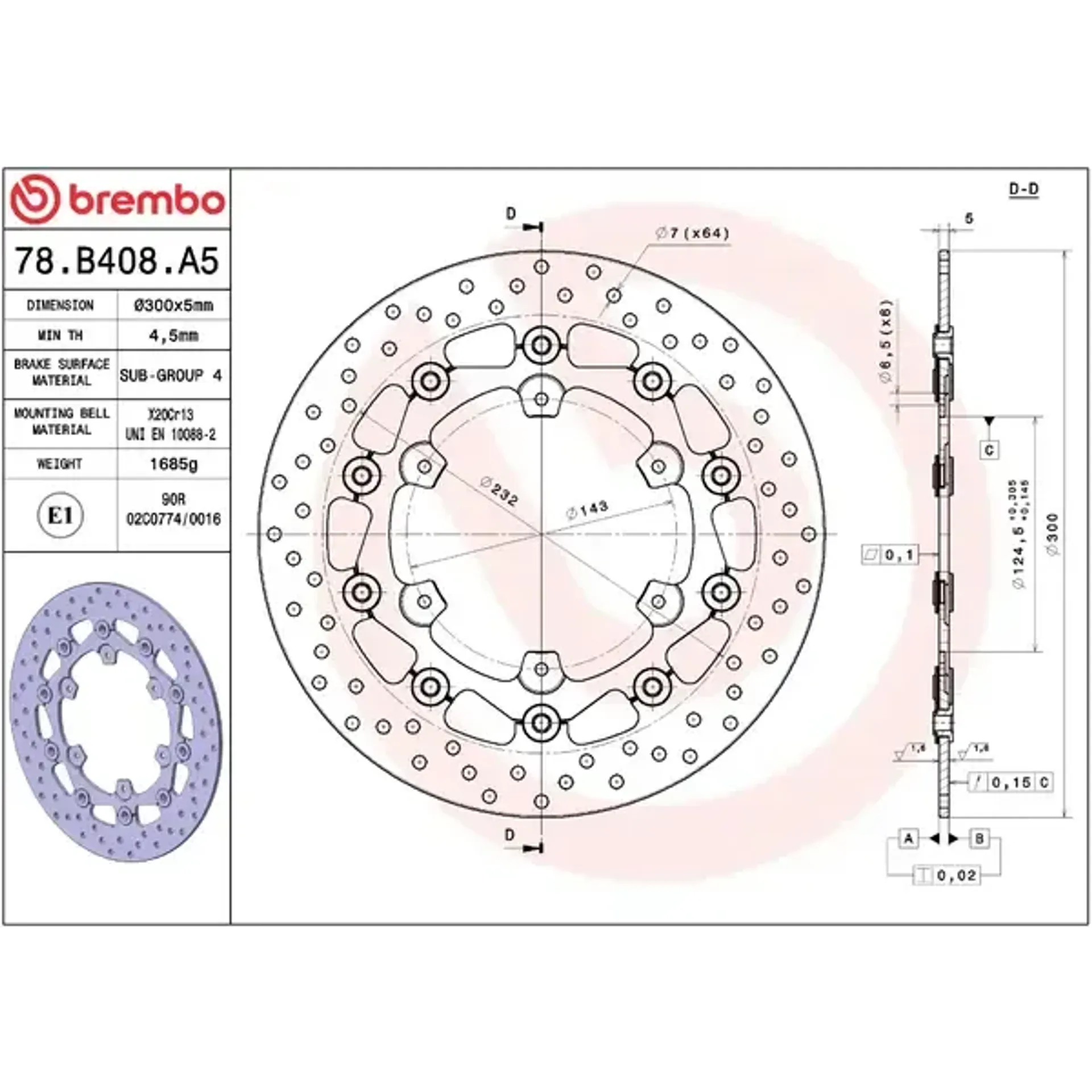 Brake disc float fr