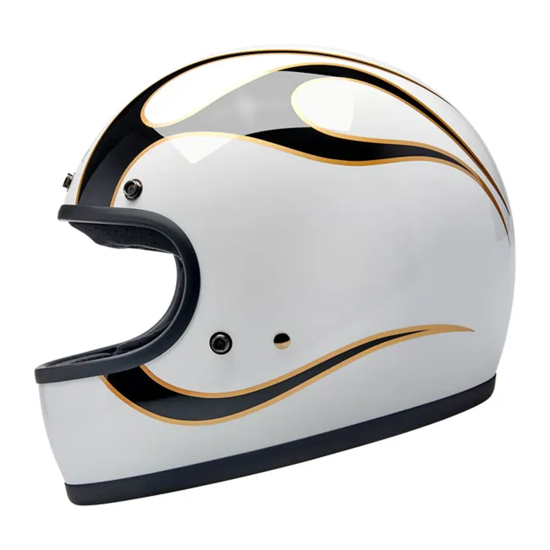 Biltwell Gringo helmet gloss white/black flames